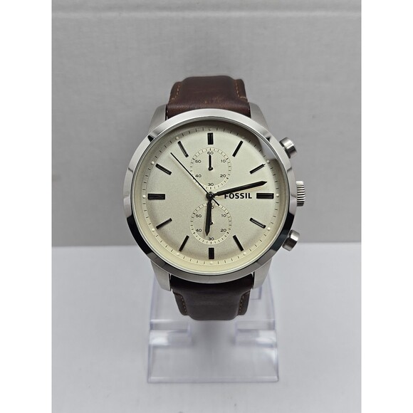 Fossil Townsman FS4865 Chronograph Watch Dial Leather Quartz New Battery -  Read - Picture 1 of 13